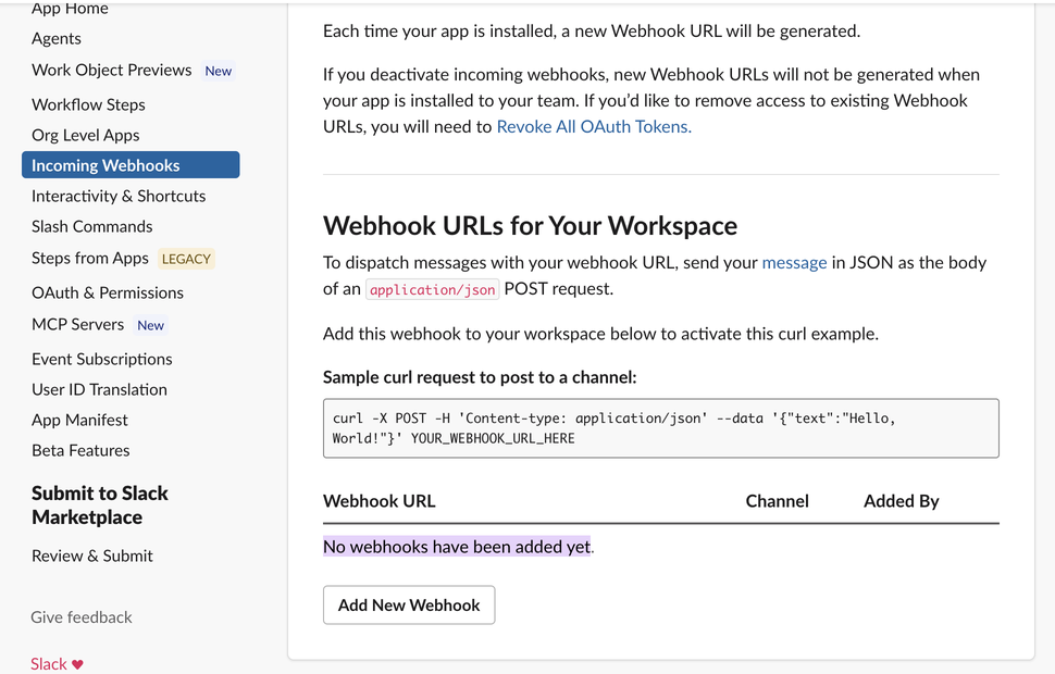 Add New Webhook